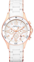 Marc Jacobs Rock Chronograph White Dial White Silicone Strap Watch for Women - MBM2547