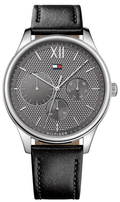 Tommy Hilfiger Damon Multifunction Black Dial Black Leather Strap Watch for Men - 1791417