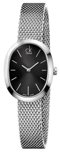 Calvin Klein Incentive Black Dial Silver Mesh Bracelet Watch for Women - K3P23121