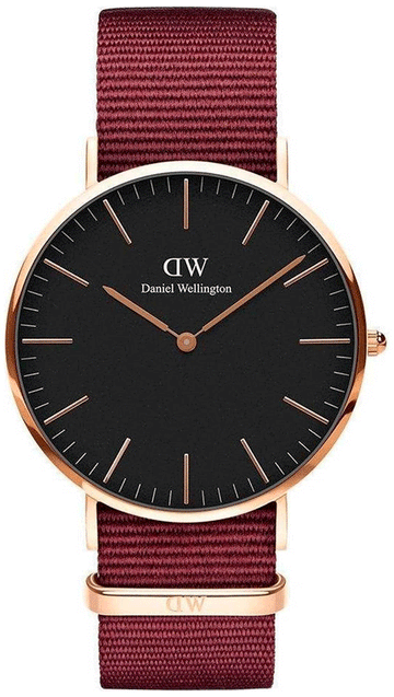 Daniel Wellington Classic Roselyn Black Dial Maroon Nylon Strap Watch For Women - DW00100269