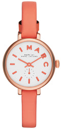 Marc Jacobs Sally White Dial Orange Leather Strap Watch for Women - MBM1355