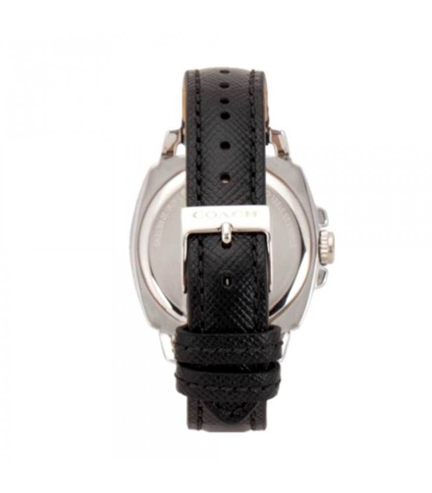 Coach Boyfriend Silver Dial Black Leather Strap Watch for Women - 14503152