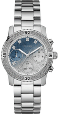 Guess Confetti Diamonds Blue Dial Silver Steel Strap Watch for Women - W0774L6