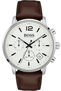 Hugo Boss Attitude White Dial Brown Leather Strap Watch for Men - 1513609
