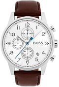 Hugo Boss Attitude White Dial Brown Leather Strap Watch for Men - 1513609
