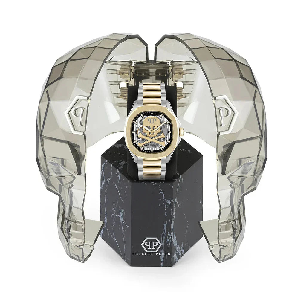 Philipp Plein High-Conic Automatic Gold Dial Two Tone Steel Strap Watch For Men - PWRAA0323