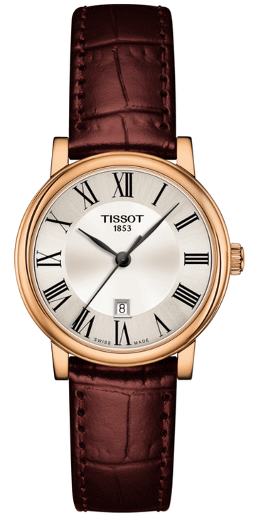 Tissot Carson Premium Lady Silver Dial Brown Leather Strap Watch For Women - T122.210.36.033.00