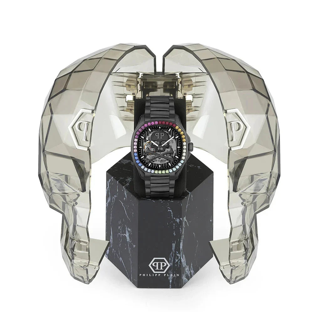 Philipp Plein High-Conic Automatic Black Dial Black Steel Strap Watch For Men - PWRAA0823