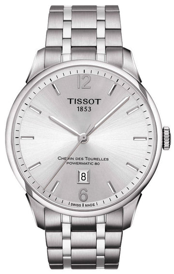 Tissot Chemin Des Tourelles Powermatic 80 Silver Dial Silver Steel Strap Watch For Men - T099.407.11.037.00