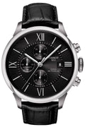 Tissot T Classic Chemin Des Tourelles Chronograph Black Dial Black Leather Strap Watch For Men - T099.427.16.058.00