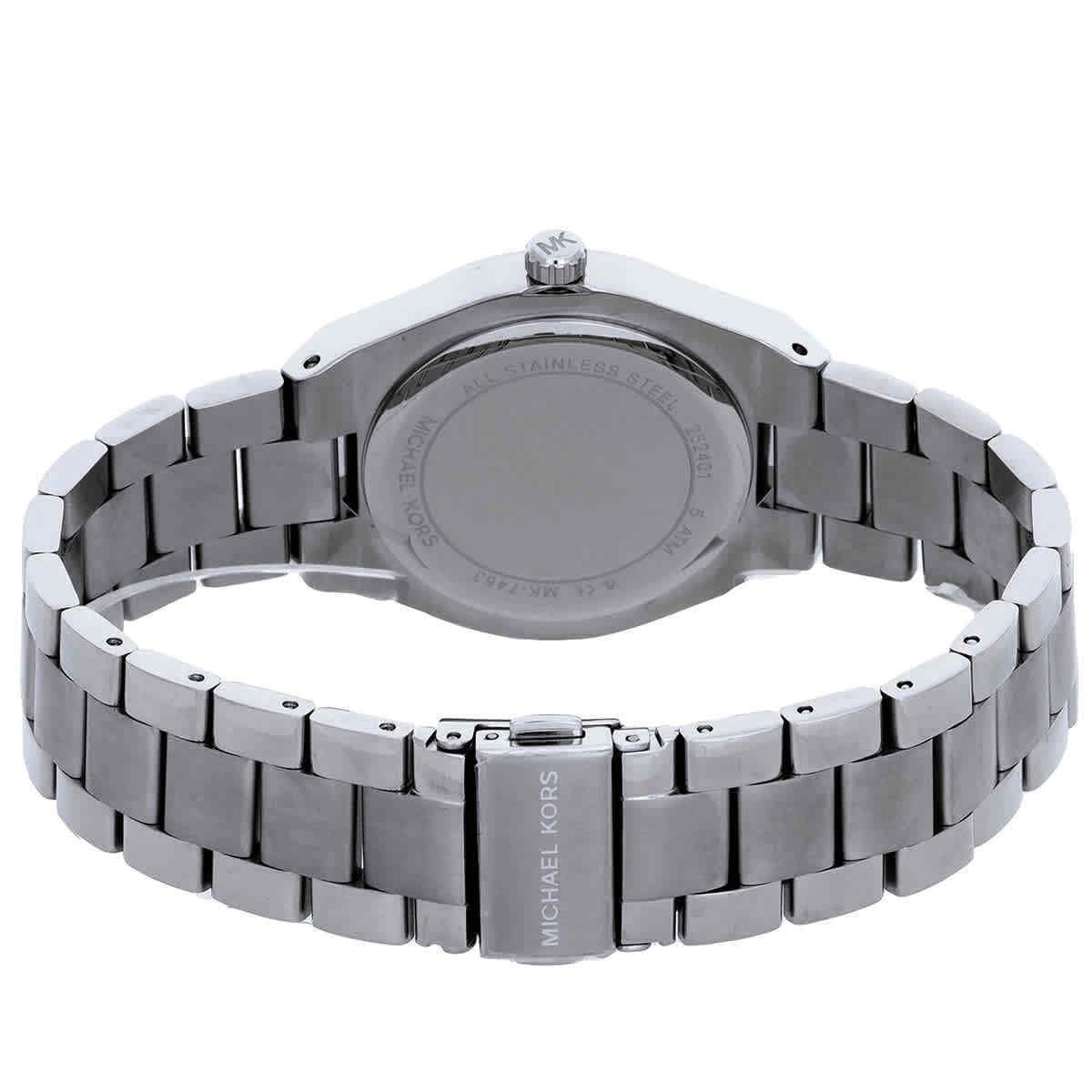 Michael Kors Lennox Three-Hand Green Dial Silver Steel Strap Watch for Women - MK7463