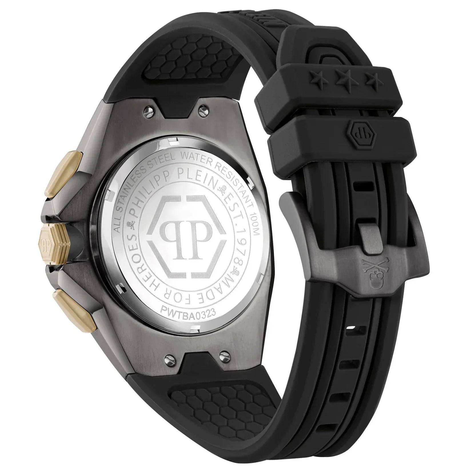 Philipp Plein Octagon Black Dial Black Silicone Strap Watch for Men - PWTBA0323