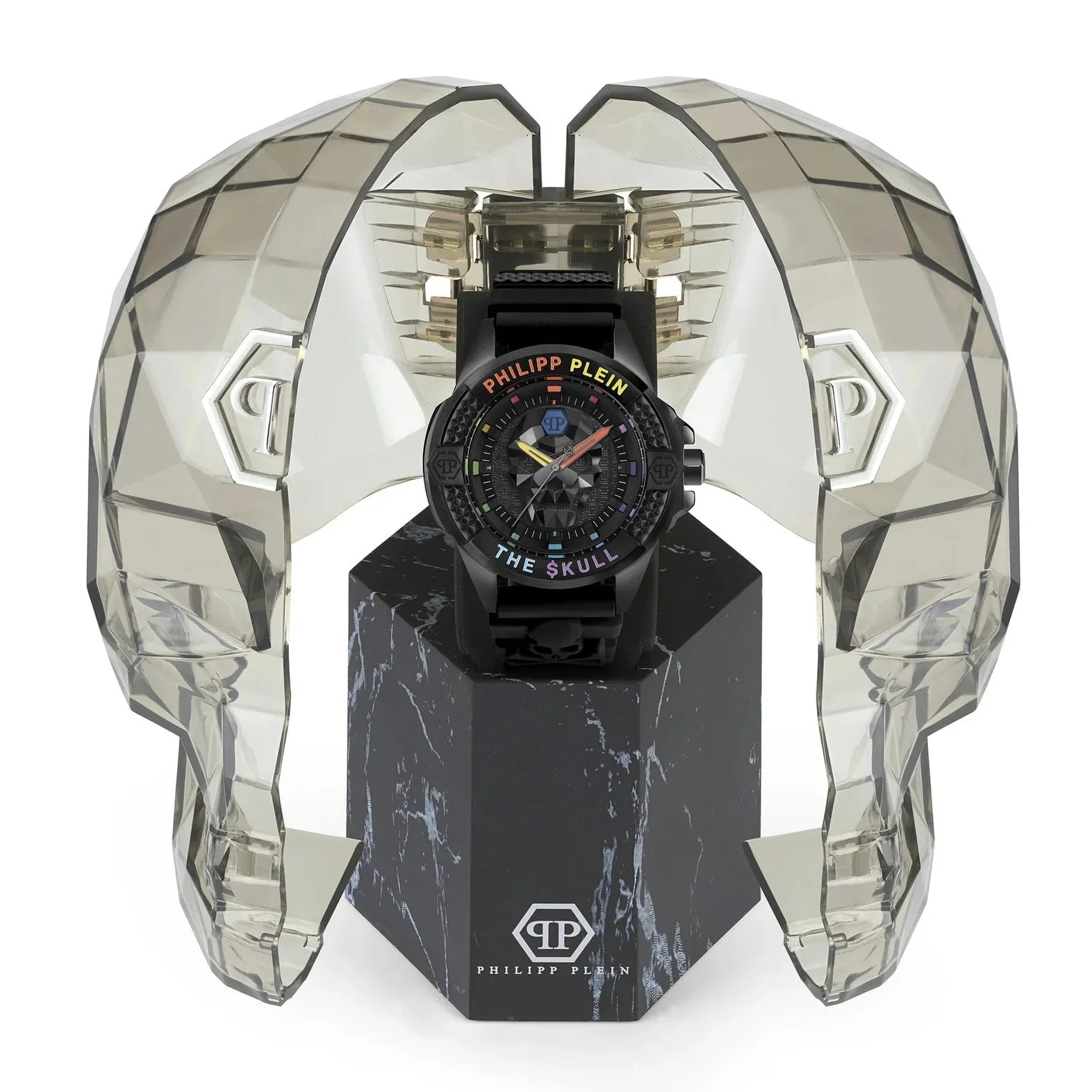 Philipp Plein The Skull Black Dial Black Silicone Strap Watch For Men - PWAAA1121