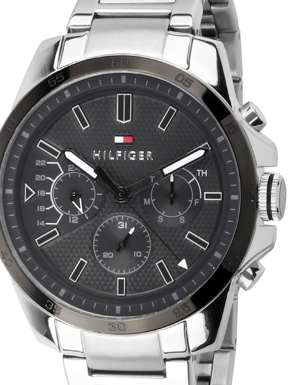 Tommy Hilfiger Iconic Quartz Black Dial Silver Steel Strap Watch for Men - 1791564