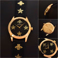 Gucci G Timeless Bee Motif Black Dial Black Leather Strap Watch For Women - YA1264055