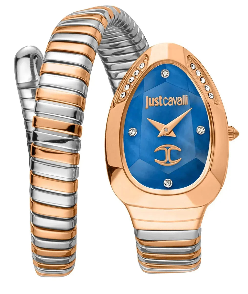 Just Cavalli Glam Evo 4 Blue Dial Two Tone Steel Strap Watch for Women - JC1L229M0085