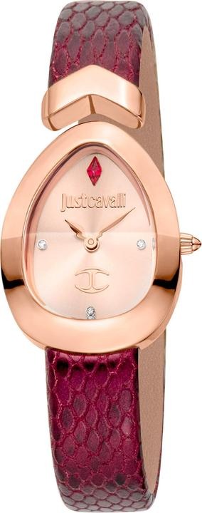 Just Cavalli Diversa Snake Rose Gold Dial Red Leather Strap Watch for Women - JC1L321L0045
