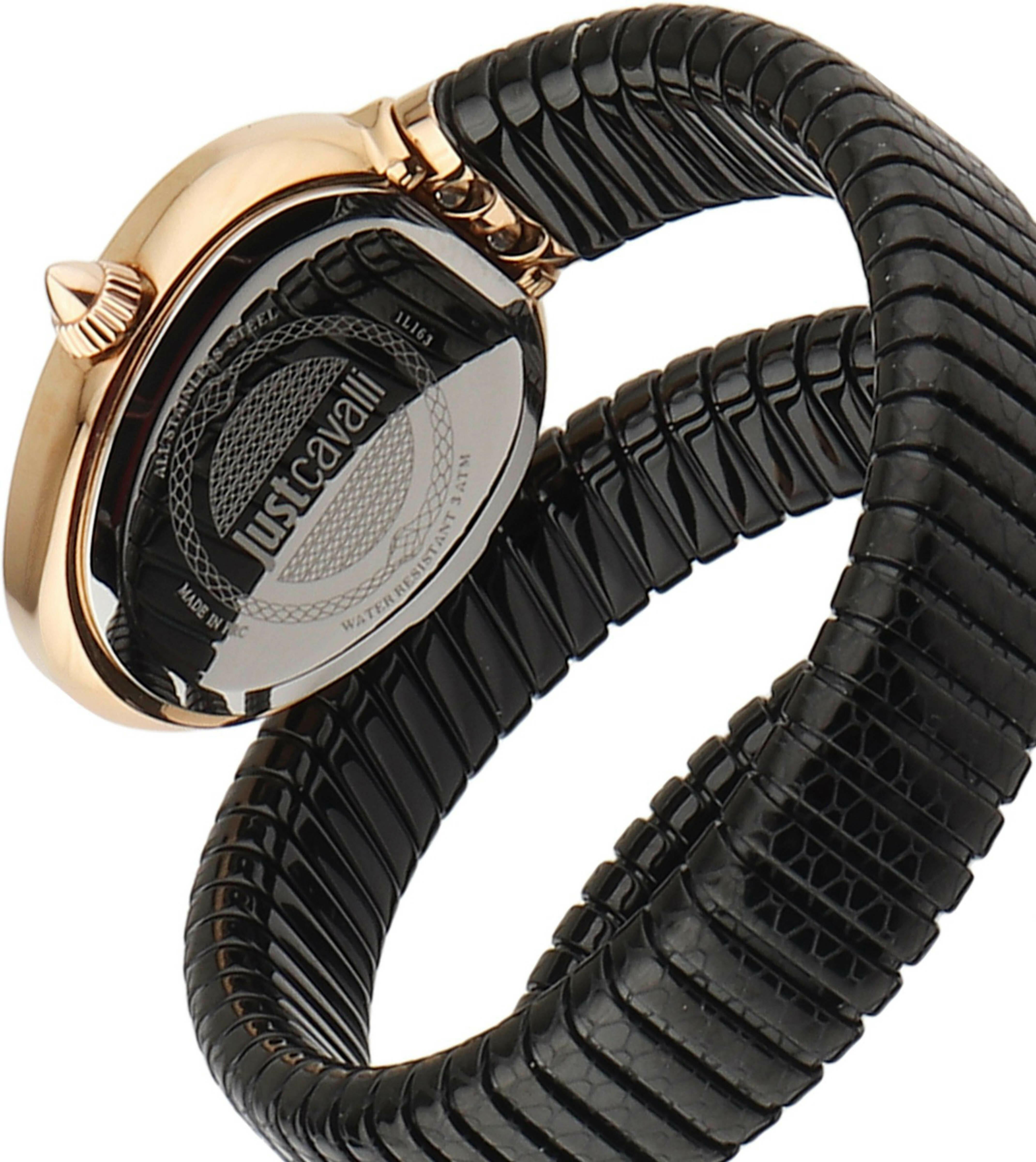 Just Cavalli Doppio Black Dial Black Steel Strap Watch for Women - JC1L163M0045