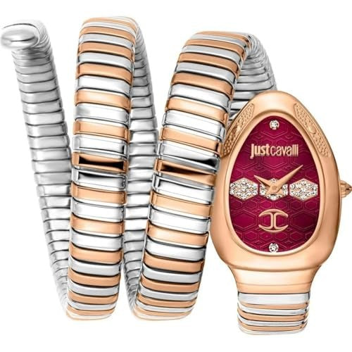 Just Cavalli Cosenza Red Dial Two Tone Steel Strap Watch for Women - JC1L232M0065