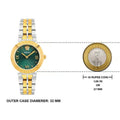 Versace Daphnis Quartz Green Dial Two Tone Steel Strap Watch for Women - VEOCA0424