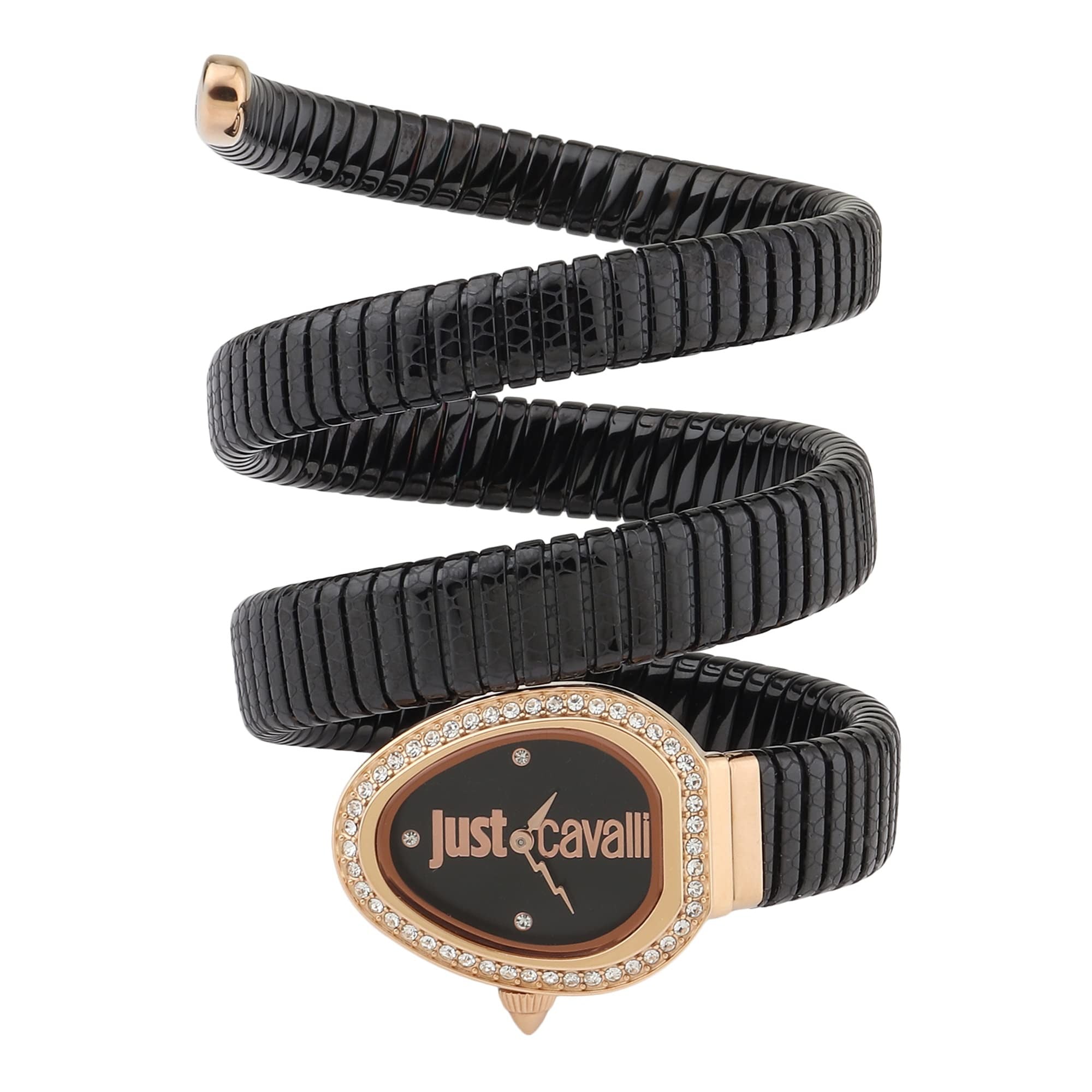 Just Cavalli Doppio Black Dial Black Steel Strap Watch for Women - JC1L163M0045