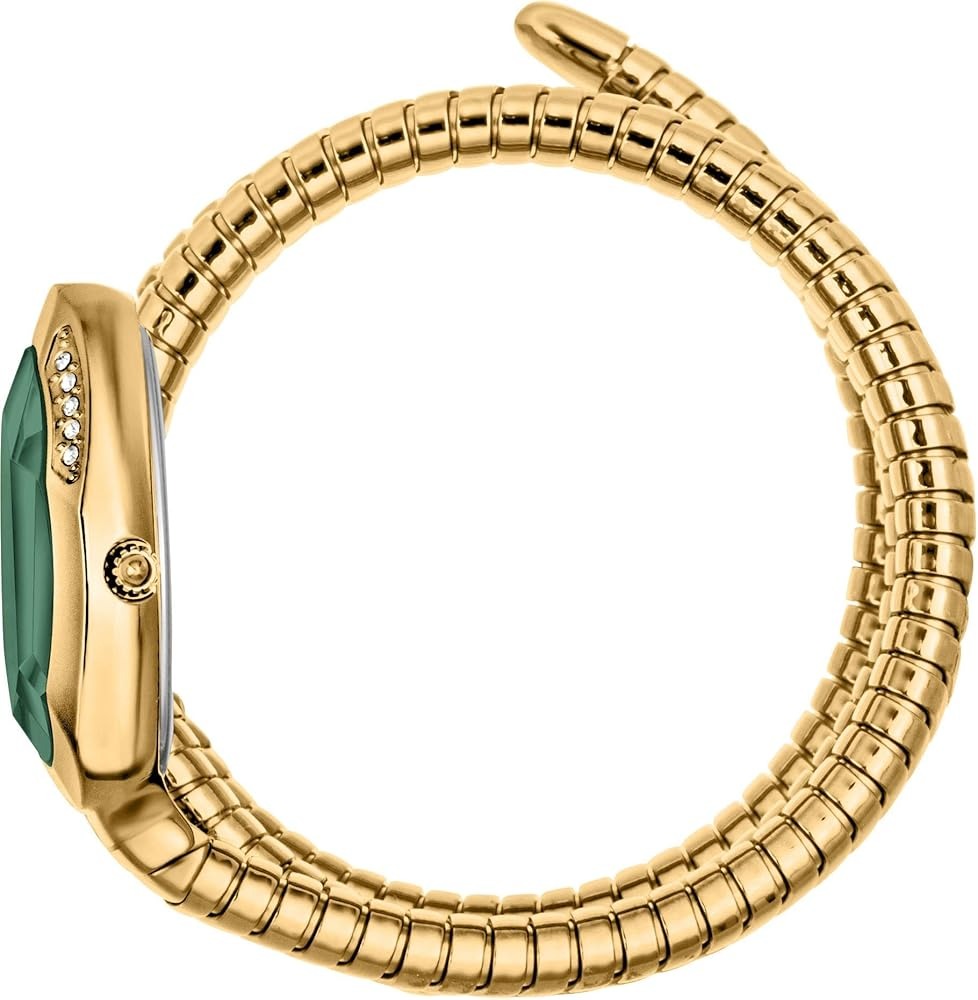 Just Cavalli Serpente Metallica Green Dial Gold Steel Strap Watch for Women - JC1L224M0045