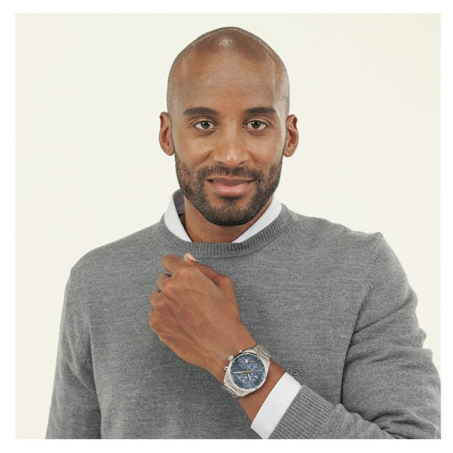 Hugo Boss Grand Prix Chronograph Blue Dial Silver Steel Strap Watch for Men - 1514226