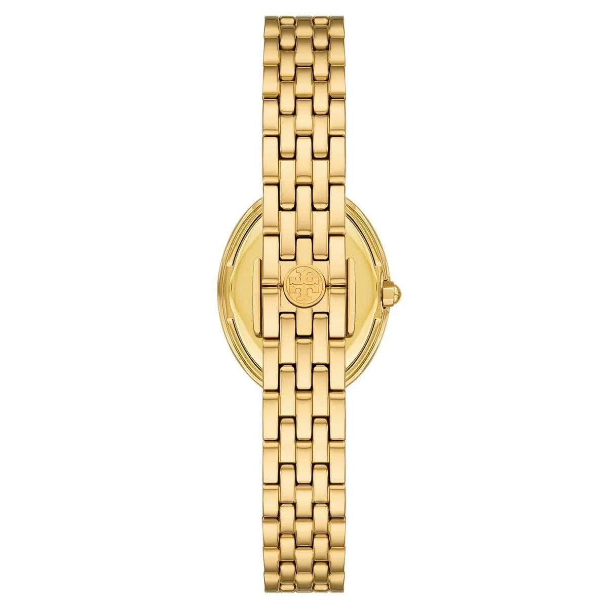 Tory Burch Oval White Dial Gold Steel Strap Watch for Women - TBW6032