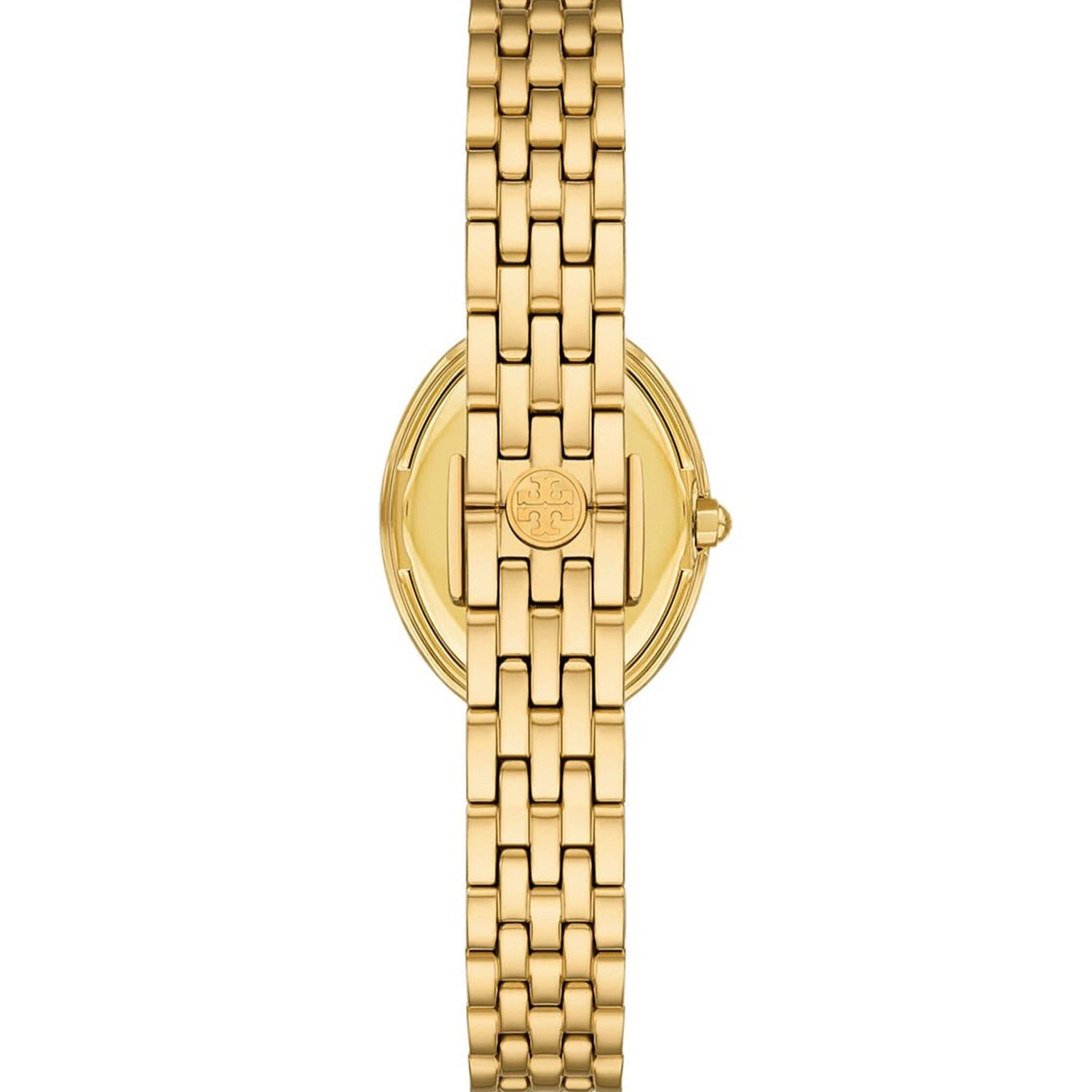 Tory Burch Oval Mother of Pearl Dial Gold Steel Strap Watch for Women - TBW6034