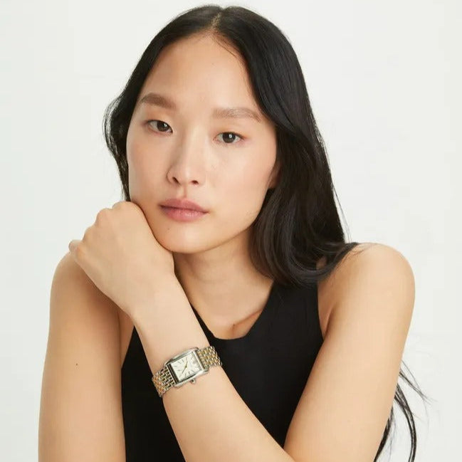 Tory Burch Eleanor White Dial Silver Steel Strap Watch for Women - TBW1069