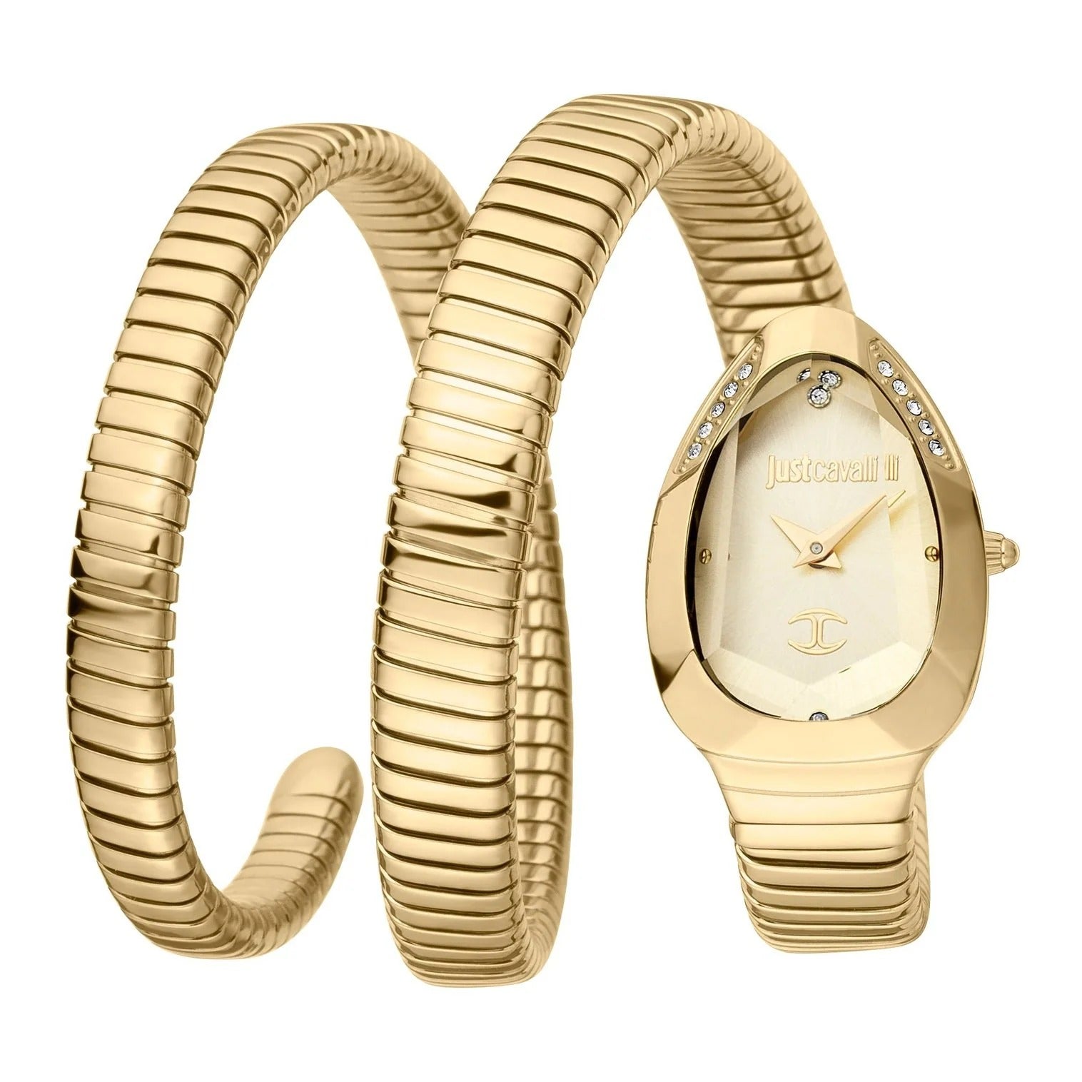 Just Cavalli Serpente Metallica Gold Dial Gold Steel Strap Watch for Women - JC1L209M0035