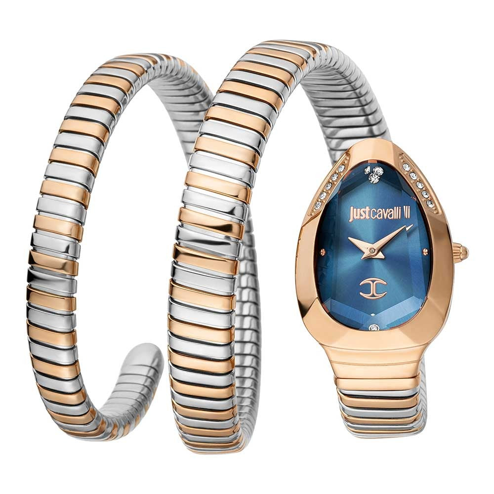 Just Cavalli Glam Evo 4 Blue Dial Two Tone Steel Strap Watch for Women - JC1L209M0085
