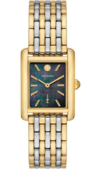 Tory Burch Eleanor Mother of Pearl Black Dial Two Tone Steel Strap Watch for Women - TBW1084