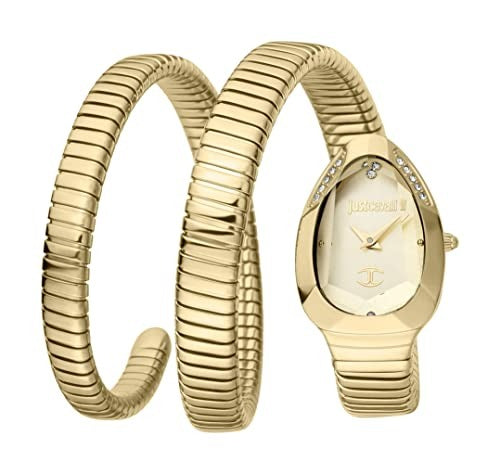 Just Cavalli Serpente Metallica Gold Dial Gold Steel Strap Watch for Women - JC1L209M0035