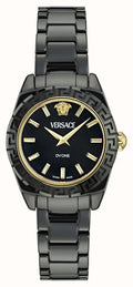 Versace DV One Mini Black Dial Black Steel Strap Watch for Women - VE9F00124