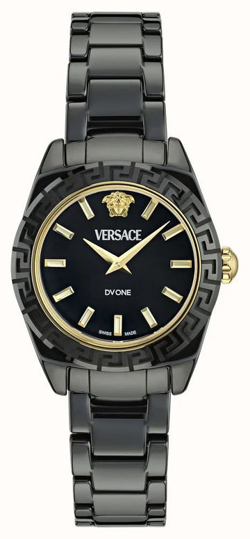 Versace DV One Mini Black Dial Black Steel Strap Watch for Women - VE9F00124