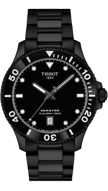 Tissot Seastar 1000 Quartz Black Dial Black Steel Strap Watch for Men - T120.410.33.051.00