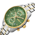 Hugo Boss Grand Tour Chronograph Green Dial Two Tone Steel Strap Watch for Women - 1502766