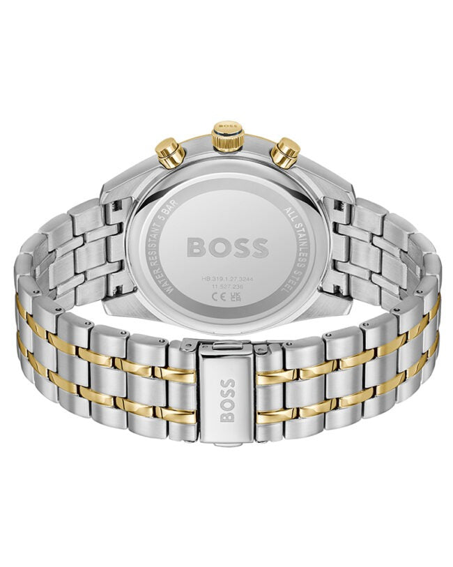 Hugo Boss Skytraveller Chronograph Blue Dial Two Tone Steel Strap Watch for Men - 1514247