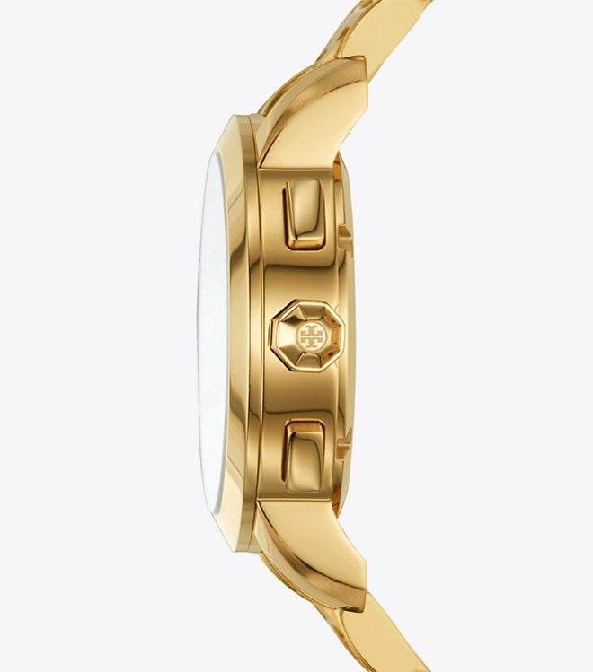 Tory Burch Classic Chronograph White Dial Gold Steel Strap Watch for Women - TBW1032
