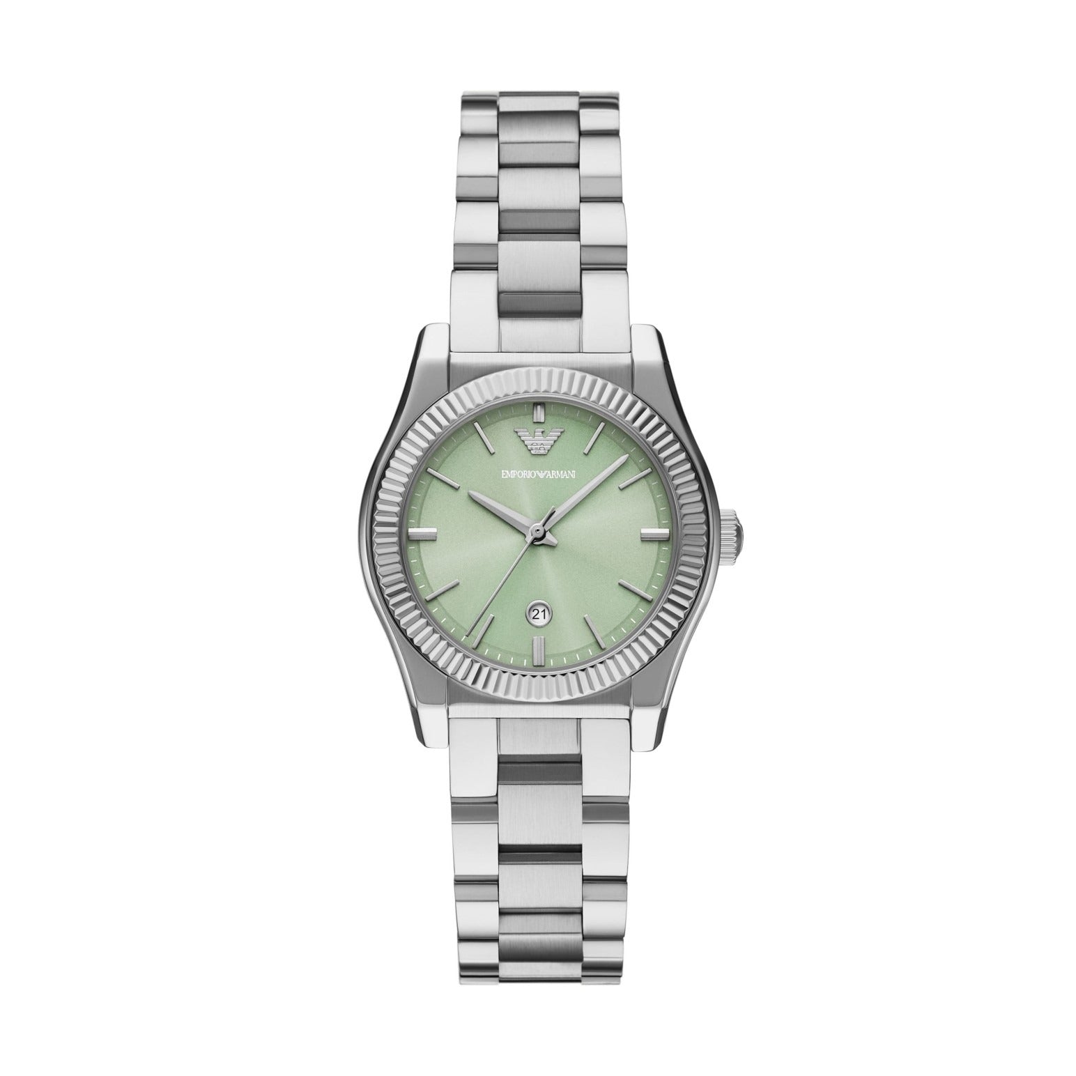 Emporio Armani Federica Mint Green Dial Silver Steel Strap Watch for Women - AR11656