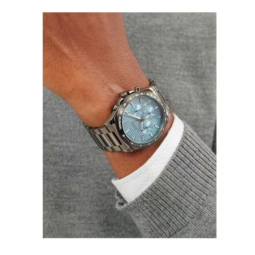 Hugo Boss Strike Chronograph Blue Dial Black Steel Strap Watch for Men - 1514242