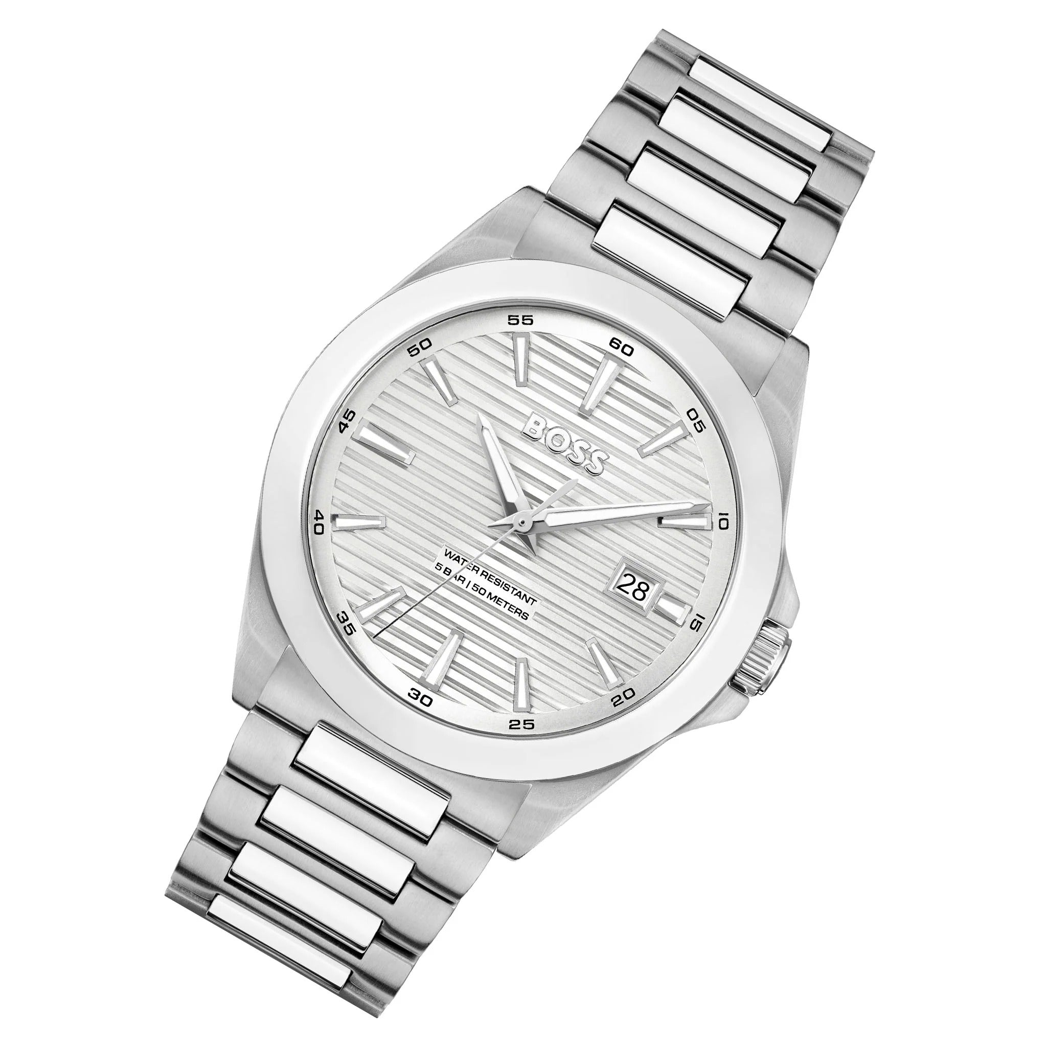 Hugo Boss Strike Silver Dial Silver Steel Strap Watch for Men - 1514176