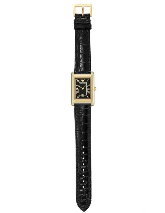Emporio Armani Gino Black Dial Black Leather Strap Watch for Men - AR11666