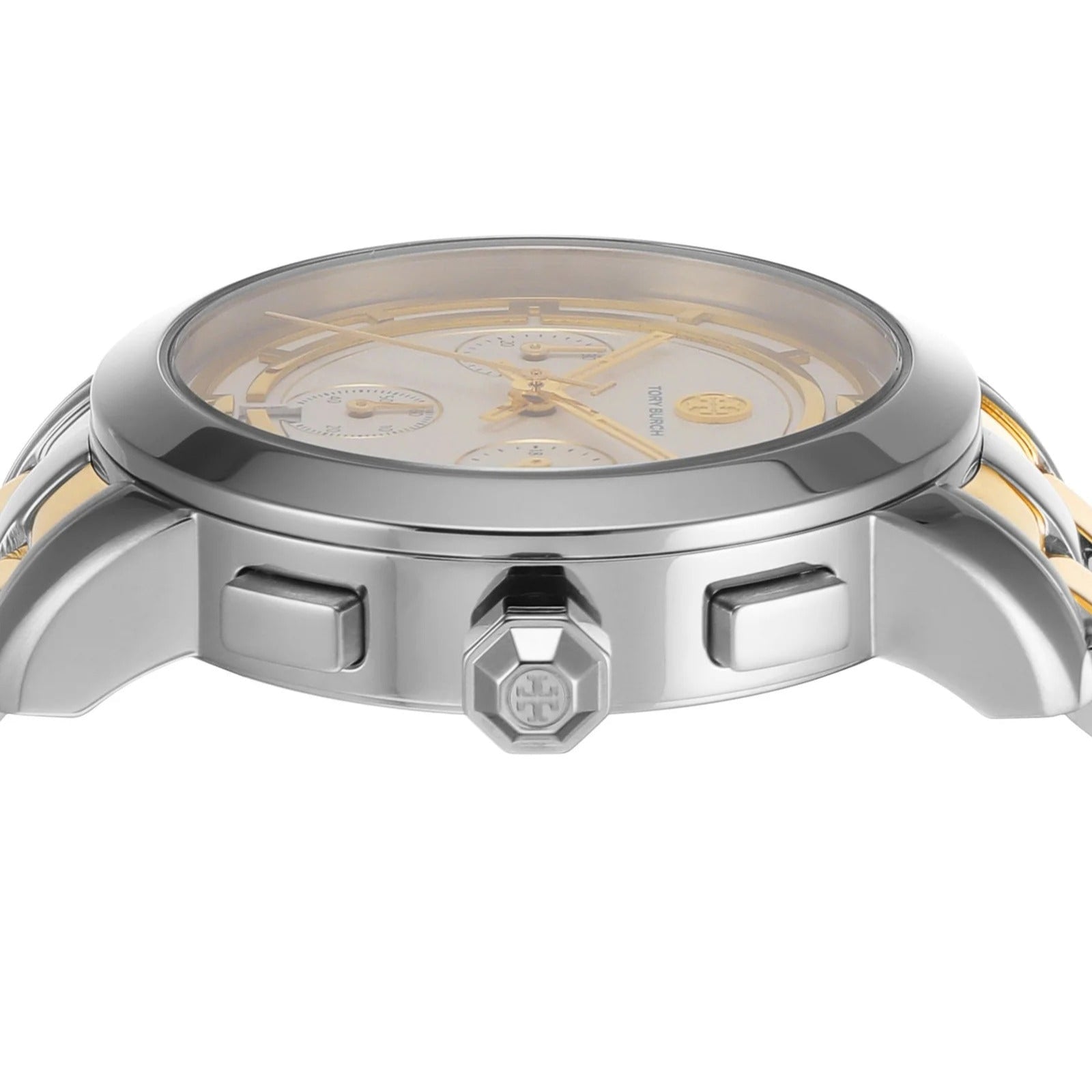 Tory Burch Classic Chronograph White Dial Two Tone Steel Strap Watch for Women - TBW1034