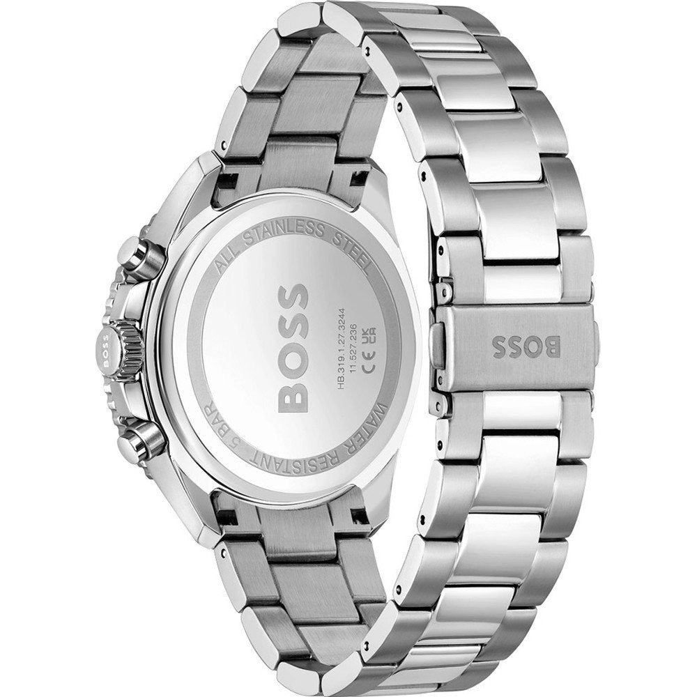 Hugo Boss Runner Chronograph Orange Dial Silver Steel Strap Watch for Men - 1514162
