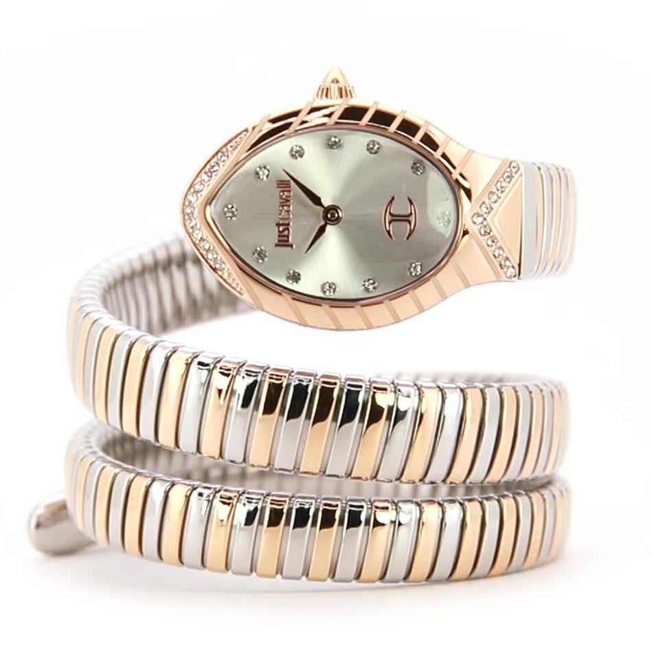 Just Cavalli Classico Lungo White Dial Two Tone Steel Strap Watch for Women - JC1L248M0075