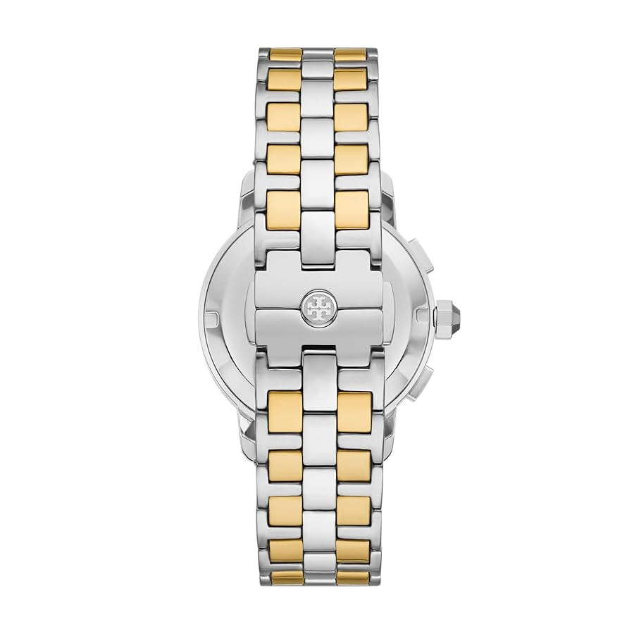 Tory Burch Classic Chronograph White Dial Two Tone Steel Strap Watch for Women - TBW1034