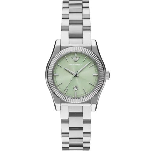 Emporio Armani Federica Mint Green Dial Silver Steel Strap Watch for Women - AR11656