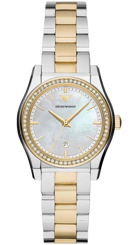 Emporio Armani Federica Mother of Pearl Dial Two Tone Steel Strap Watch for Women - AR11559